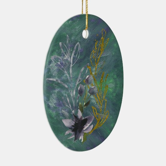 Blauwgroen en blauw Ornament met botanische fantas (Rechts)