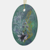 Blauwgroen en blauw Ornament met botanische fantas (Links)