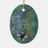 Blauwgroen en blauw Ornament met botanische fantas (Voorkant)