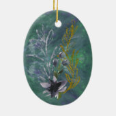 Blauwgroen en blauw Ornament met botanische fantas (Achterkant)