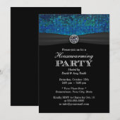 Blauwgroen en blauw Paillettes Diamond Housewarmin Kaart (Voorkant / Achterkant)