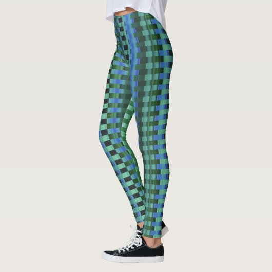 Blauwgroen en blauw trippy Stripes Cool Psychedeli Leggings (Links)