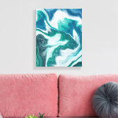 Blauwgroen en blauw Turquoise Water Ocean Marble Canvas Afdruk (Insitu (Woonkamer))