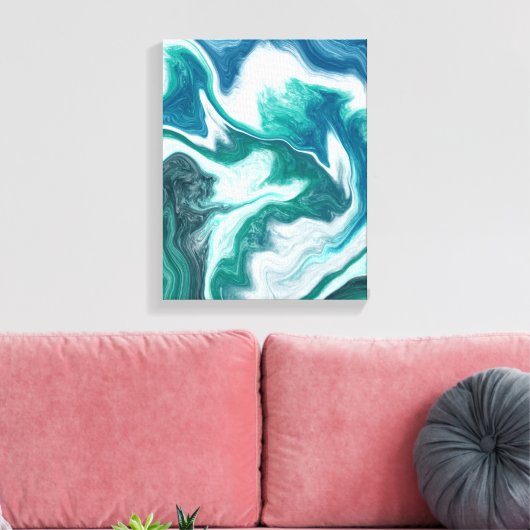 Blauwgroen en blauw Turquoise Water Ocean Marble Canvas Afdruk (Insitu (Woonkamer))