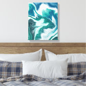 Blauwgroen en blauw Turquoise Water Ocean Marble Canvas Afdruk (Insitu (Slaapkamer))