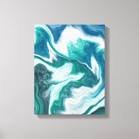 Blauwgroen en blauw Turquoise Water Ocean Marble Canvas Afdruk (Voorkant)