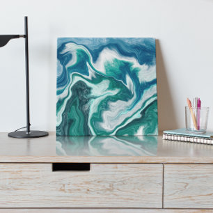 Blauwgroen en blauw Turquoise Water Ocean Marble Canvas Afdruk