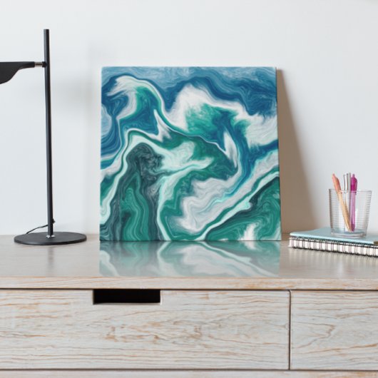 Blauwgroen en blauw Turquoise Water Ocean Marble Canvas Afdruk