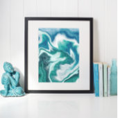 Blauwgroen en blauw Turquoise Water Ocean Marble Canvas Afdruk