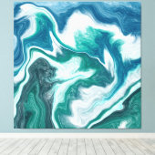 Blauwgroen en blauw Turquoise Water Ocean Marble Canvas Afdruk (Insitu (Houten vloer))