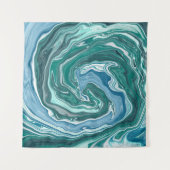 Blauwgroen en blauw Turquoise Water Swirls Wandkleed (Voorkant)