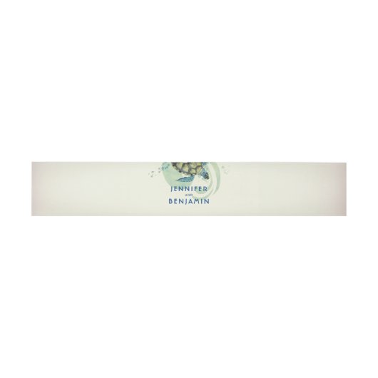 Blauwgroen en blauw Zee Turtle Beach bruiloft Uitnodigingen Wikkel (Vlak)