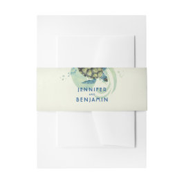 Blauwgroen en blauw Zee Turtle Beach bruiloft Uitnodigingen Wikkel