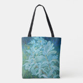 Blauwgroen en blauwe Canvas tas, Wolf Willow Plant Tote Bag (Achterkant)