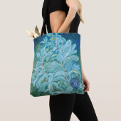 Blauwgroen en blauwe Canvas tas, Wolf Willow Plant Tote Bag (Dichtbij)
