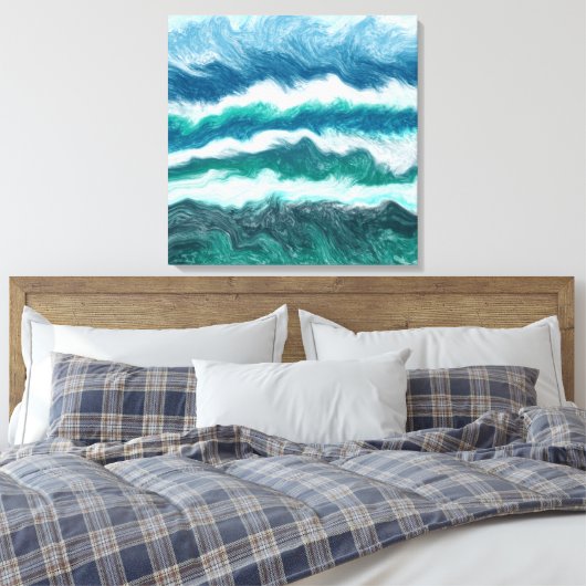 Blauwgroen en blauwe golven van de Turquoise Water Canvas Afdruk (Insitu (Slaapkamer))