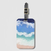 Blauwgroen en blauwe oceaangolven digitale kunst bagagelabel (Voorkant (verticaal))