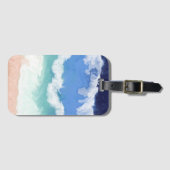 Blauwgroen en blauwe oceaangolven digitale kunst bagagelabel (Voorkant (horizontaal))