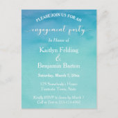 Blauwgroen en blauwe Ombre Waterverf Engagement Pa Uitnodiging Briefkaart (Voorkant)