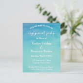 Blauwgroen en blauwe Ombre Waterverf Engagement Pa Uitnodiging Briefkaart (Staand voorkant)