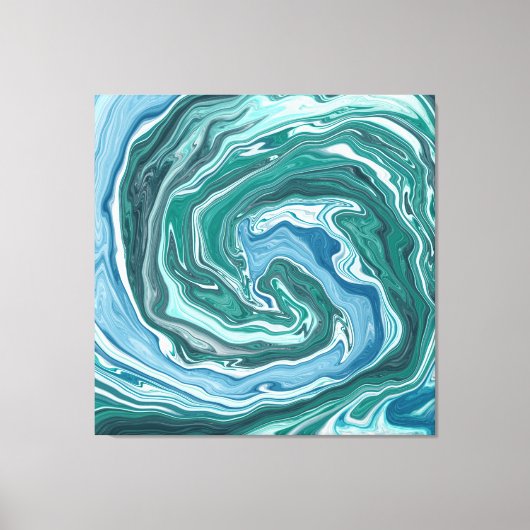 Blauwgroen en blauwe Turquoise Water Ocean Swirls Canvas Afdruk (Voorkant)