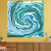 Blauwgroen en blauwe Turquoise Water Ocean Swirls Canvas Afdruk (Insitu (Woonkamer))