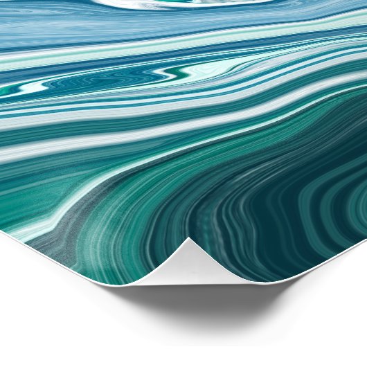 Blauwgroen en blauwe Turquoise Water Ocean Swirls Perfect Poster (Hoek)