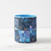 Blauwgroen en blauwe ventilator mok (Midden)