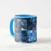 Blauwgroen en blauwe ventilator mok (Voorkant links)