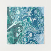 Blauwgroen en blauwe watergolven wandkleed (Voorkant (horizontaal))