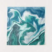 Blauwgroen en blauwe watergolven wandkleed (Voorkant)