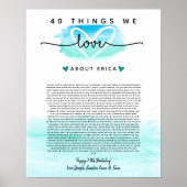 blauwgroen en blauwe waterverf 40 redenen waarom w poster (Voorkant)