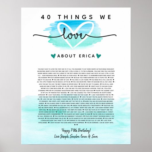 blauwgroen en blauwe waterverf 40 redenen waarom w poster (Voorkant)