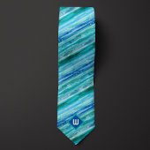 Blauwgroen en Blauwe Waterverf Gestreept Stropdas