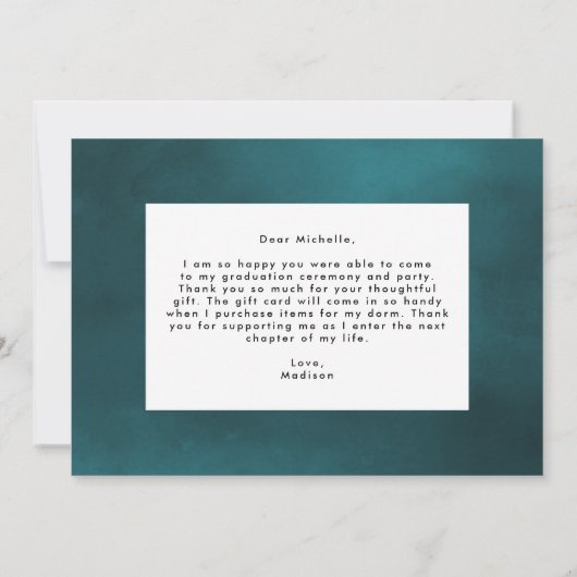 Blauwgroen en blauwe Waterverf Kristallen Foto-Afs Bedankkaart (Achterkant)