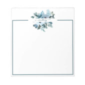 Blauwgroen en blauwe waterverf op maat notitieblok (Voorkant)