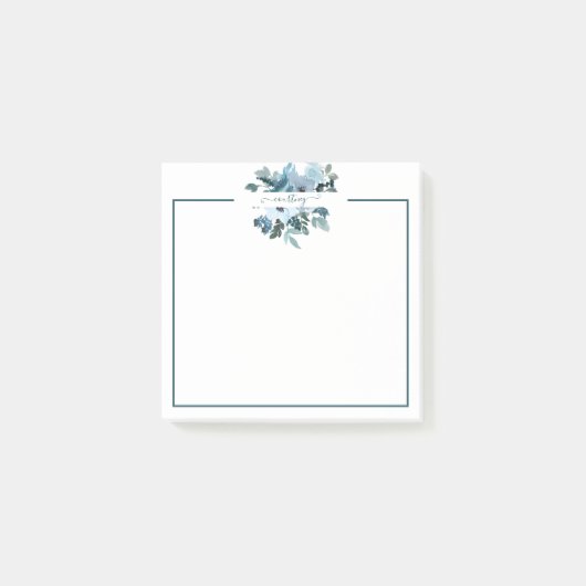 Blauwgroen en blauwe waterverf op maat post-it® notes (Voorkant)