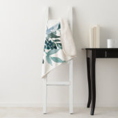 Blauwgroen en blauwe waterverf op maat sherpa deken (In situ)