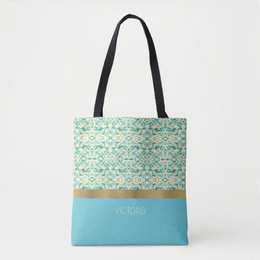 Blauwgroen en Bleke gele schildpad Tote Bag (Voorkant)