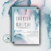 Blauwgroen en Blush Roos Moderne Vloeibare Inkt Ui Kaart