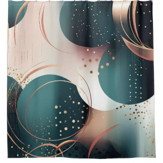 Blauwgroen en blush roze abstract modern design douchegordijn
