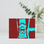 Blauwgroen en Bourgogne Funny Face Briefkaart (Staand voorkant)