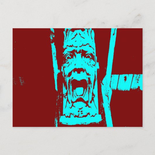 Blauwgroen en Bourgogne Funny Face Briefkaart (Voorkant)