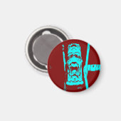 Blauwgroen en Bourgogne Funny Face Magneet (Voorkant / Achterkant)