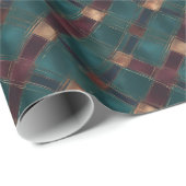 Blauwgroen en Bourgogne geruit – Elegante vakantie Cadeaupapier (Rol Hoek)