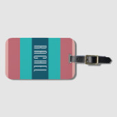 Blauwgroen en Bourgogne Monogrammed Bagagelabel (Voorkant (horizontaal))