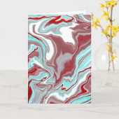 Blauwgroen en Bourgognige Marmer Fluid Art Blank Kaart (Gele Bloem)