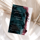 Blauwgroen en Bourgognige Waterverf - Uitnodiging