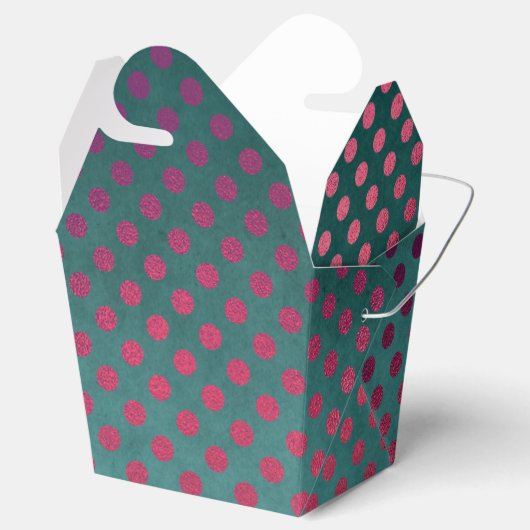 Blauwgroen en Bourgondische  Glam Faux Folie Stipp Bedankdoosjes (Geopend)