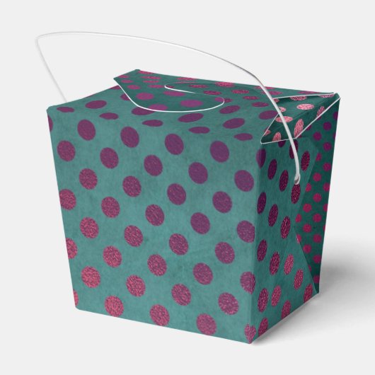 Blauwgroen en Bourgondische  Glam Faux Folie Stipp Bedankdoosjes (Achterkant)